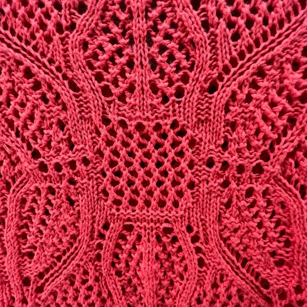 Jeanne Pierre Womens XL Coral Pink Crochet Boho Cottagecore Shabby Chic Layering